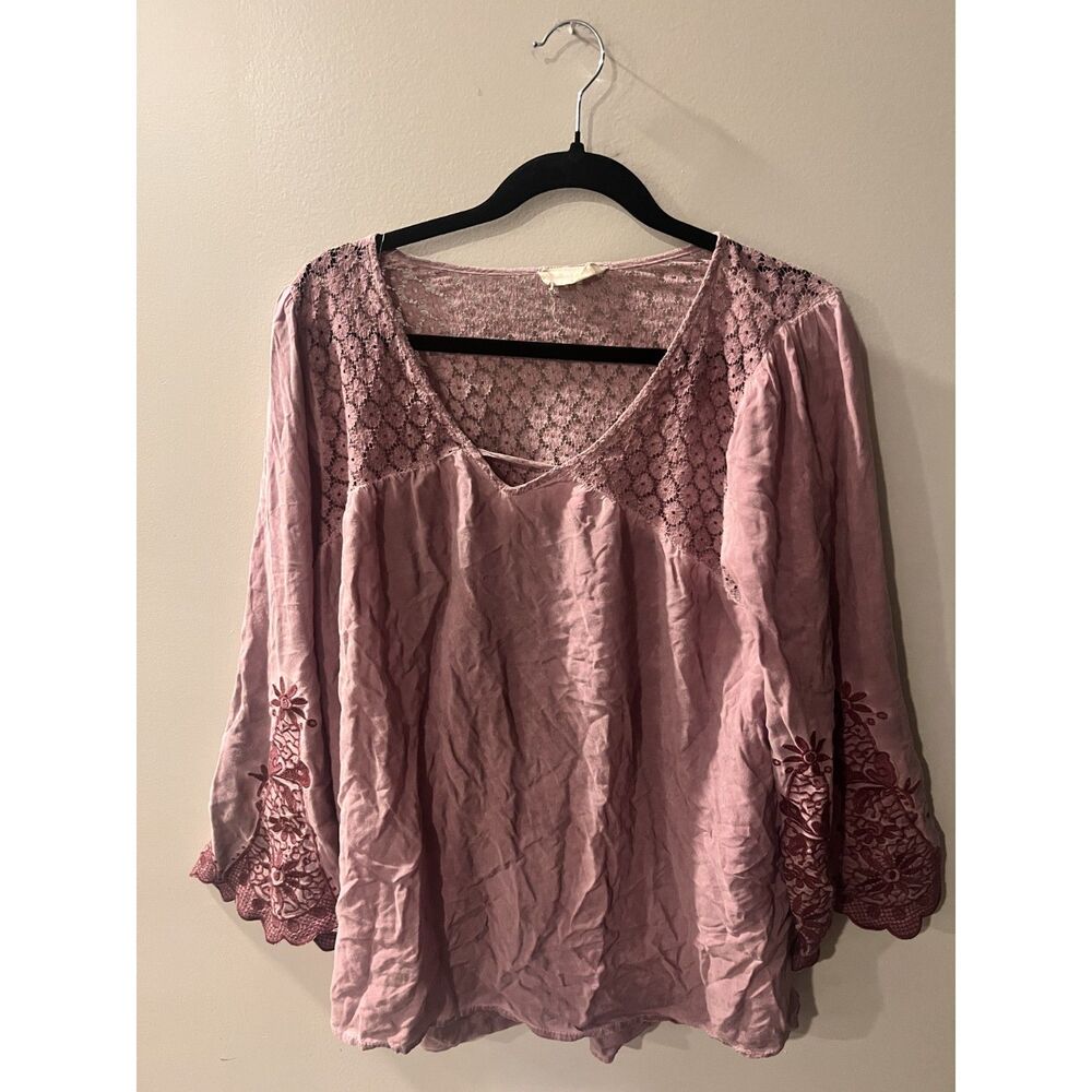 Altard State Womens Bohemian Fairy Purple Blouse Size Large